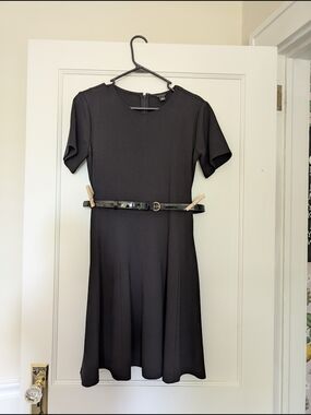 Ann Taylor Crew Neck Belted Flare Dress